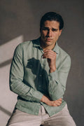 Regular Fit Long Sleeve Dusty Mint Linen Blend Men's Shirt